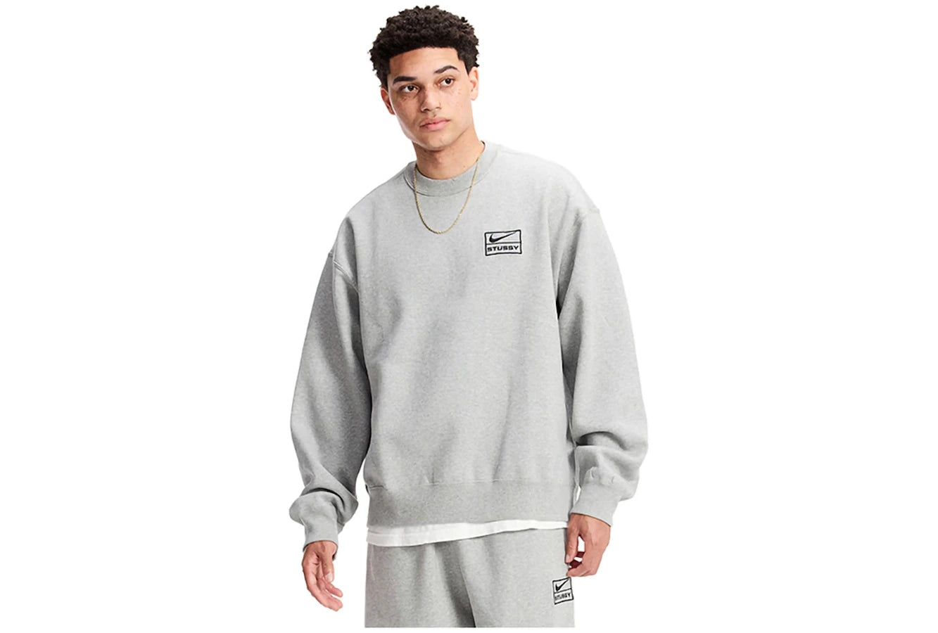 Nike x Stussy Crew Fleece Grau