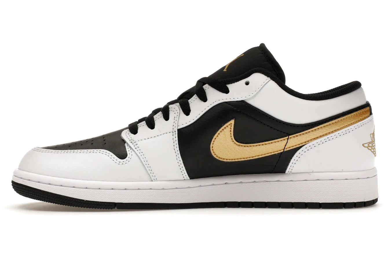Air Jordan 1 Low White Black Metallic Gold Swoosh