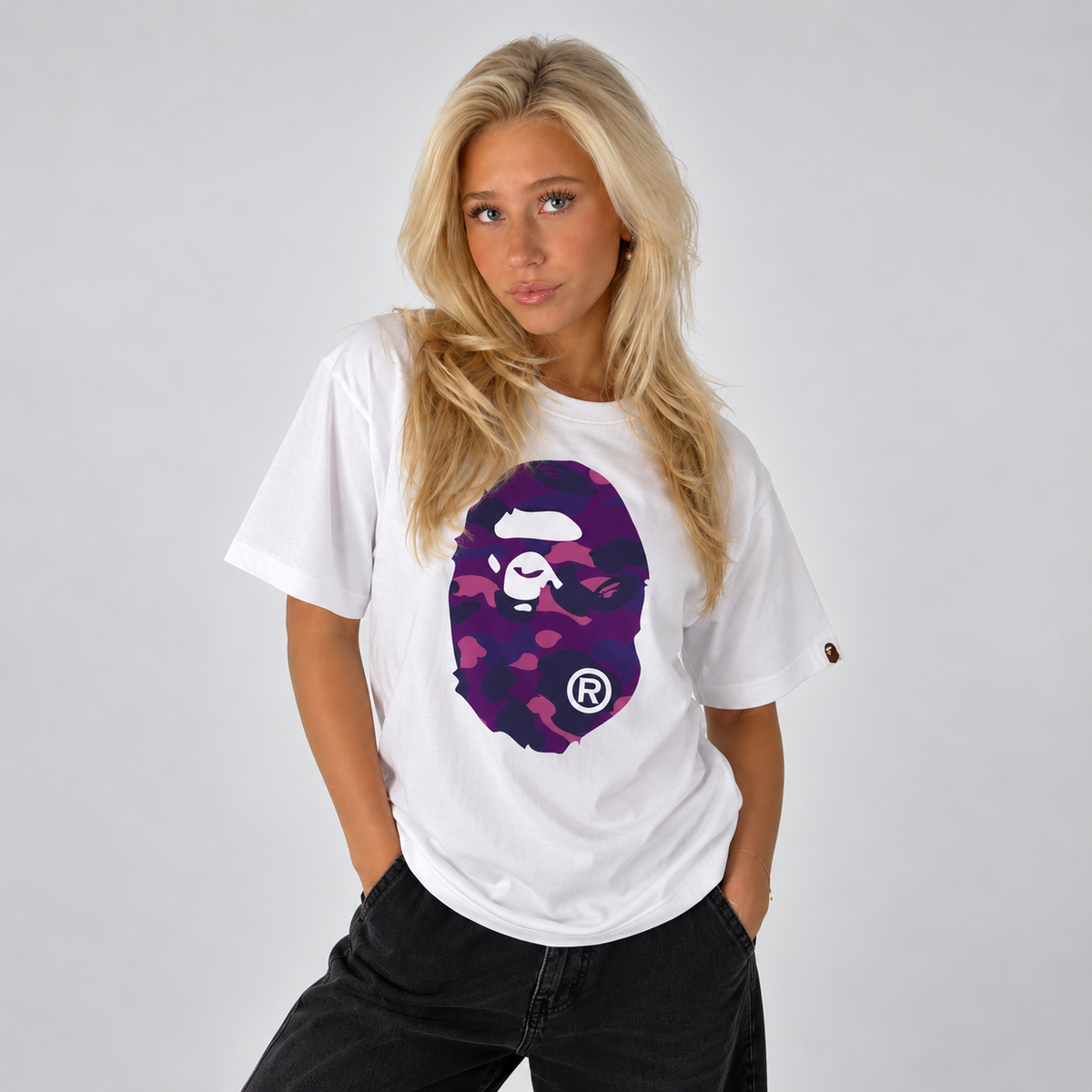BAPE Color Camo Big Ape Head T-Shirt White Purple