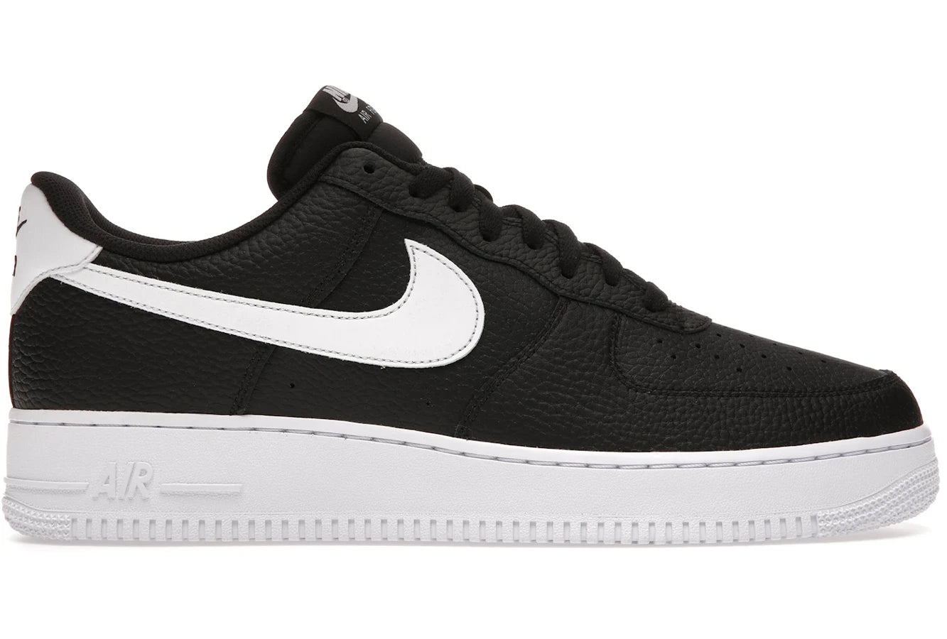 Nike Air Force 1 Low '07 Schwarz Weiß Genarbtes Leder