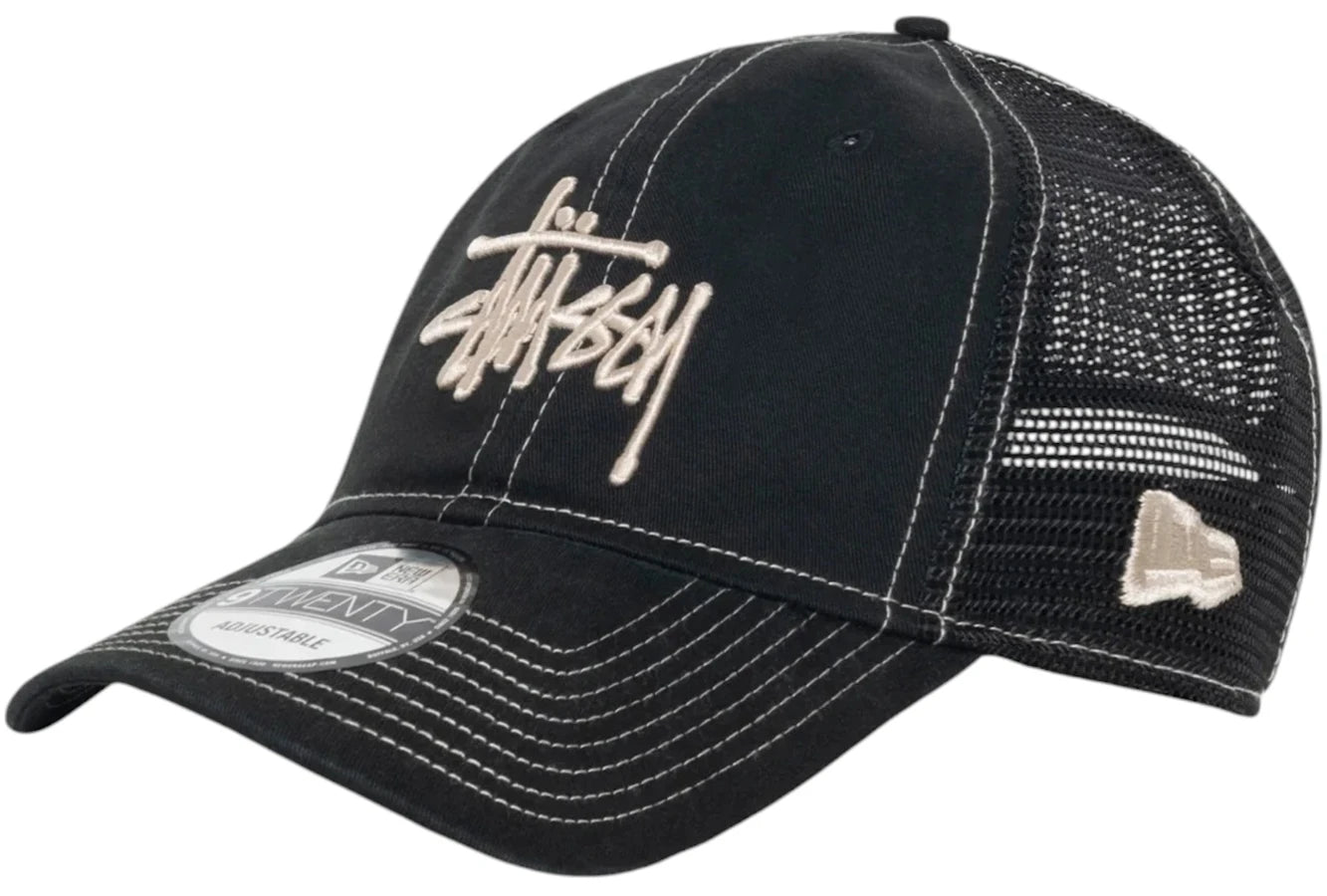 Stussy New Era 9Twenty Washed Basic Trucker Night Black