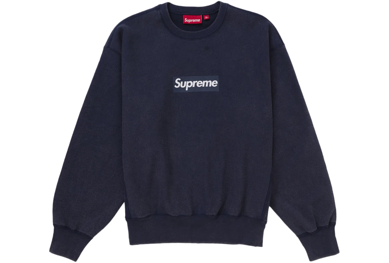 Supreme Washed Box Logo Crewneck Navy