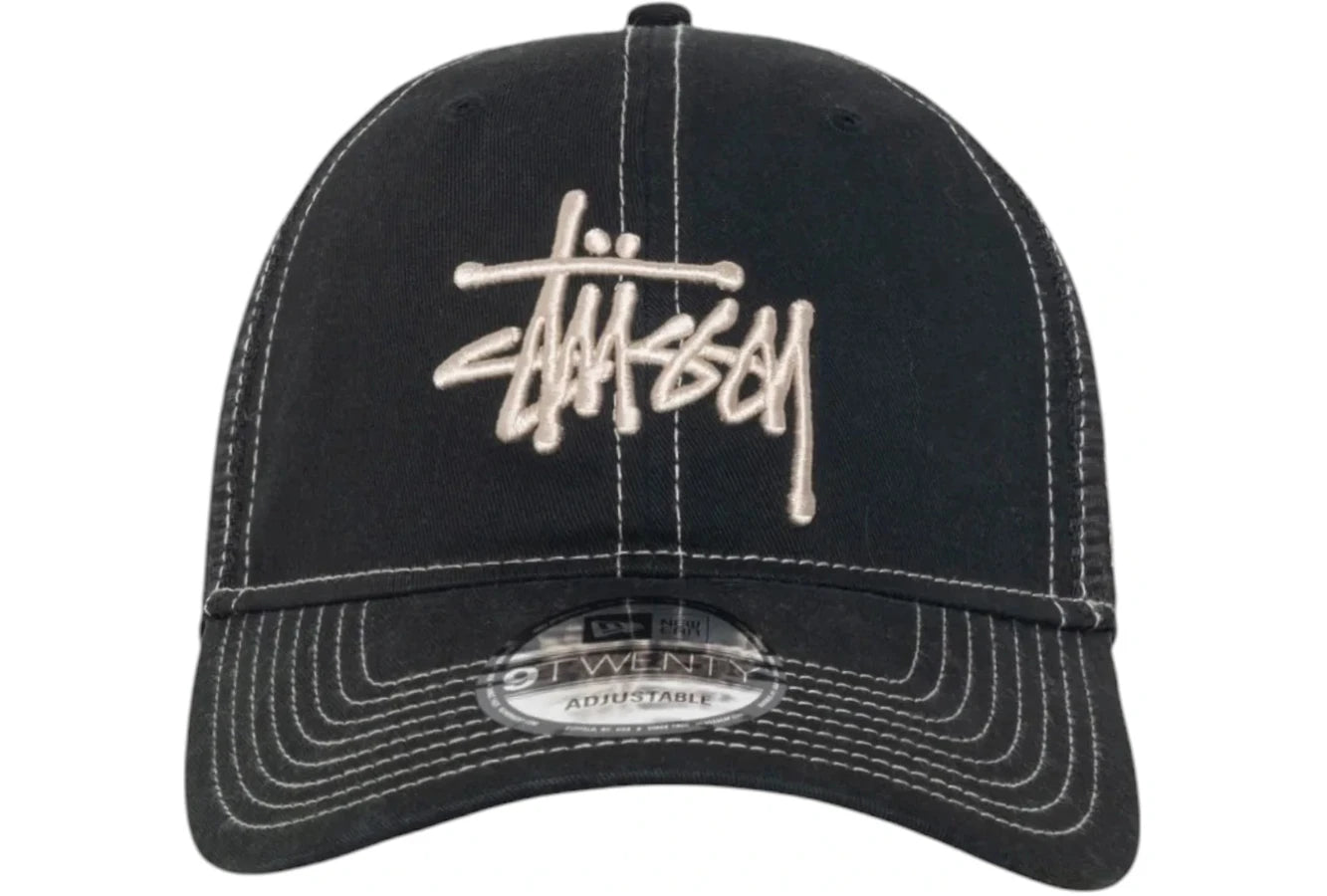 Stussy New Era 9Twenty Washed Basic Trucker Night Black
