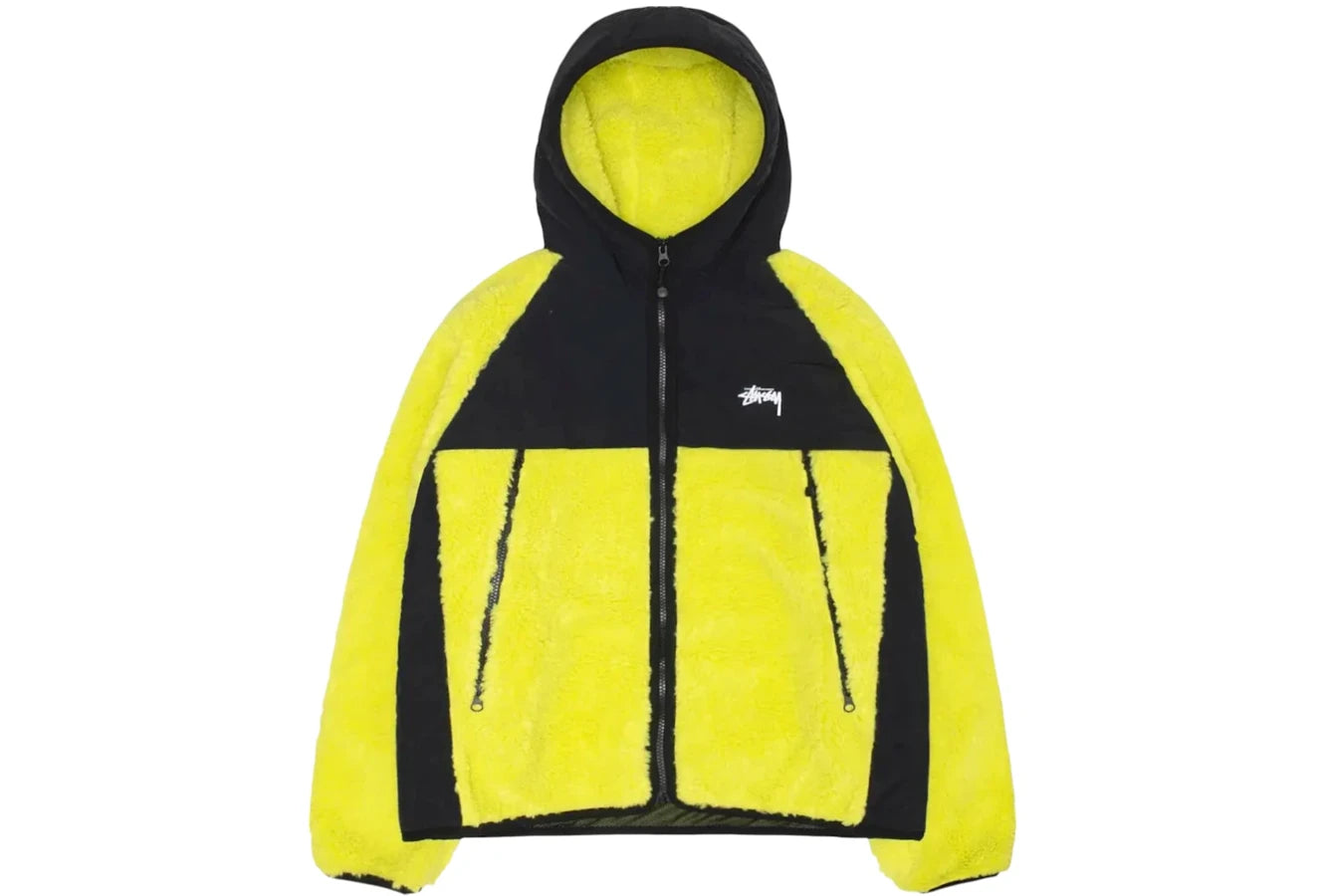 Stussy Sherpa Paneled Hooded Jacket Lime