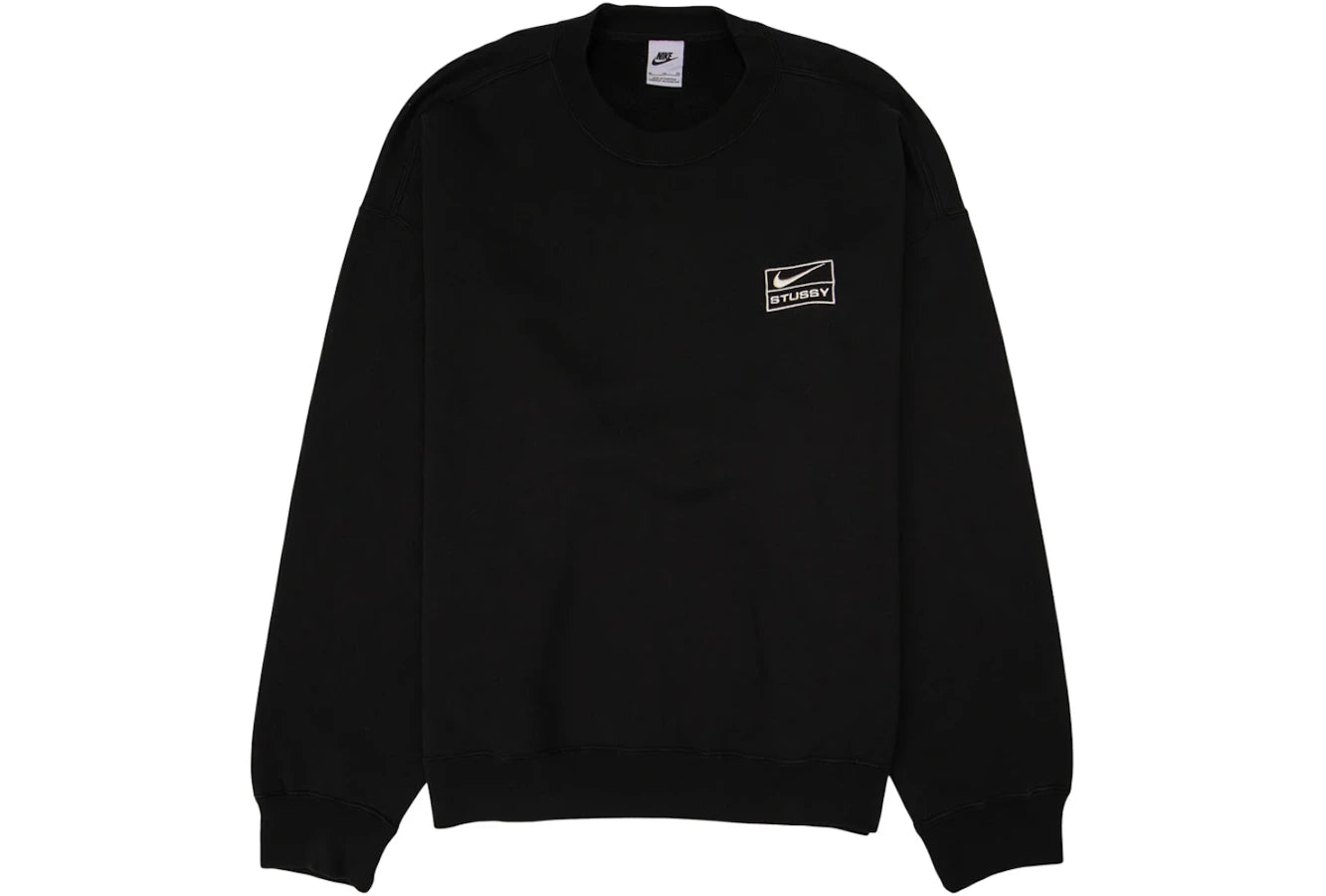 Nike x Stussy Wash Crew Fleece Schwarz