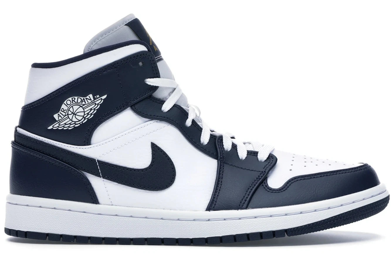 Air Jordan 1 Mid White Metallic Gold Obsidian