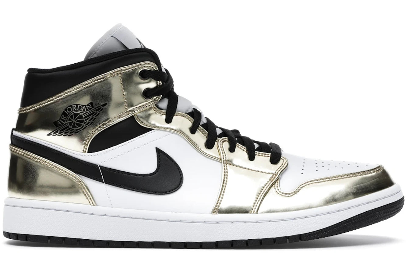 Air Jordan 1 Mid Metallic Gold Black White