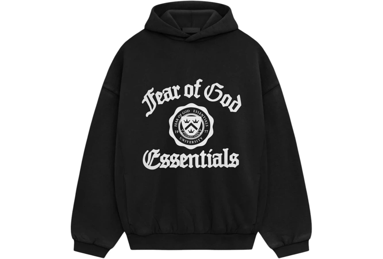 Fear of God Essentials Heavy Fleece Vintage Shrunken Hoodie Schwarz