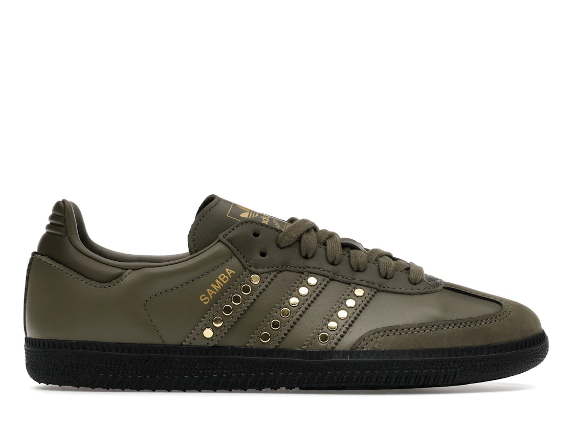 adidas Samba OG Studded Stripes Dark Khaki Schwarz (Damen)